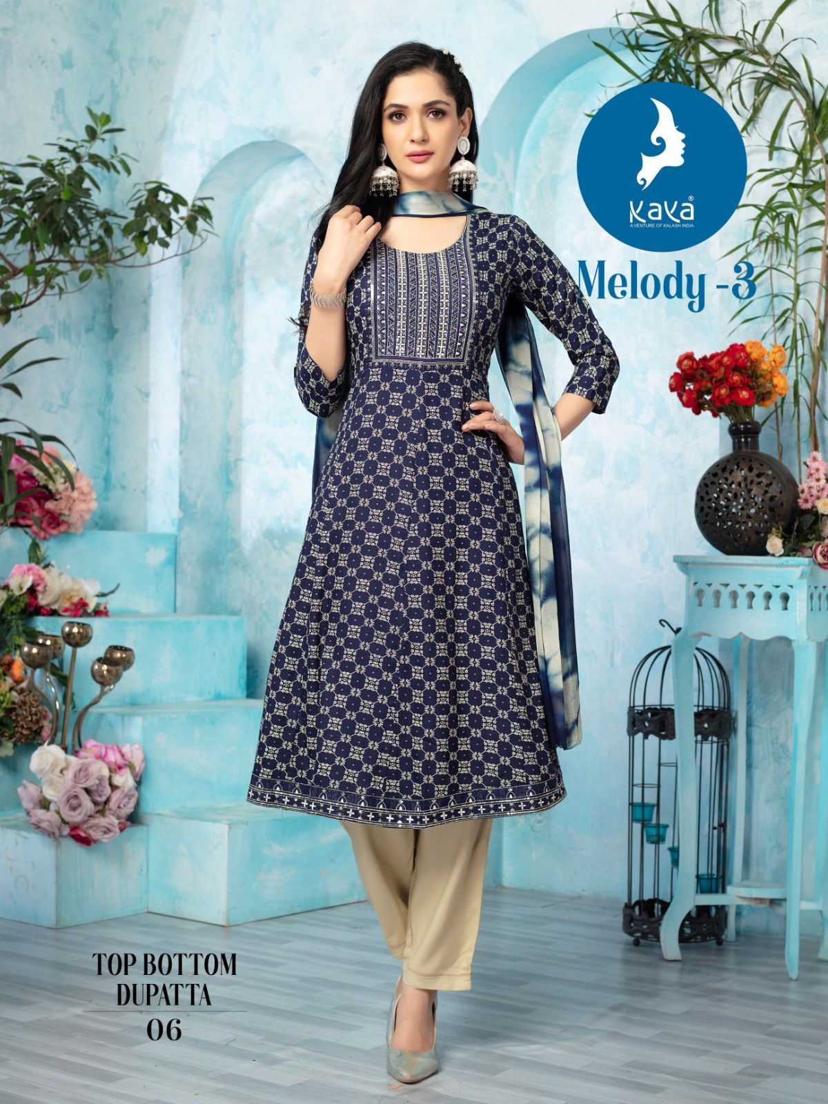 Melody 3 By Kaya Rayon Kurti With Bottom Dupatta Suppliers In Mumbai